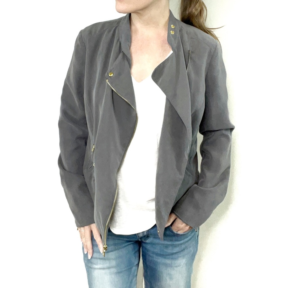 Edgy Moto Zip Lightweight Casual Gray Jacket size Small